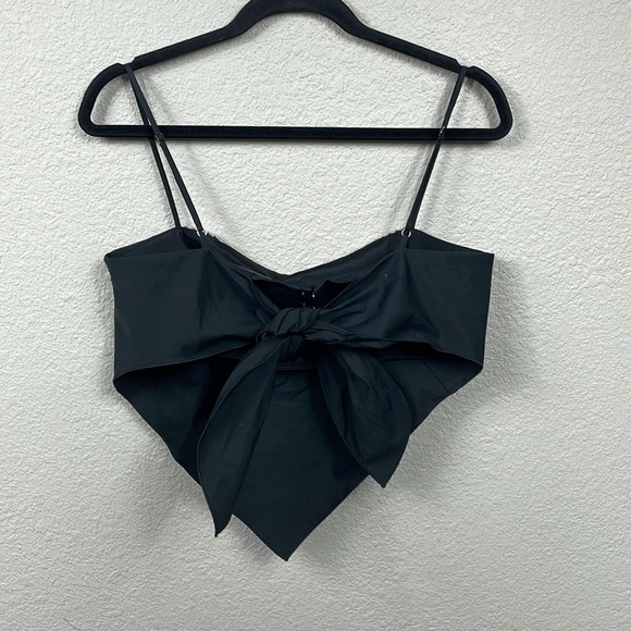 AREA Crystal Embellished Handkerchief Bandeau Crop Top Black Sz L - Picture 6 of 16